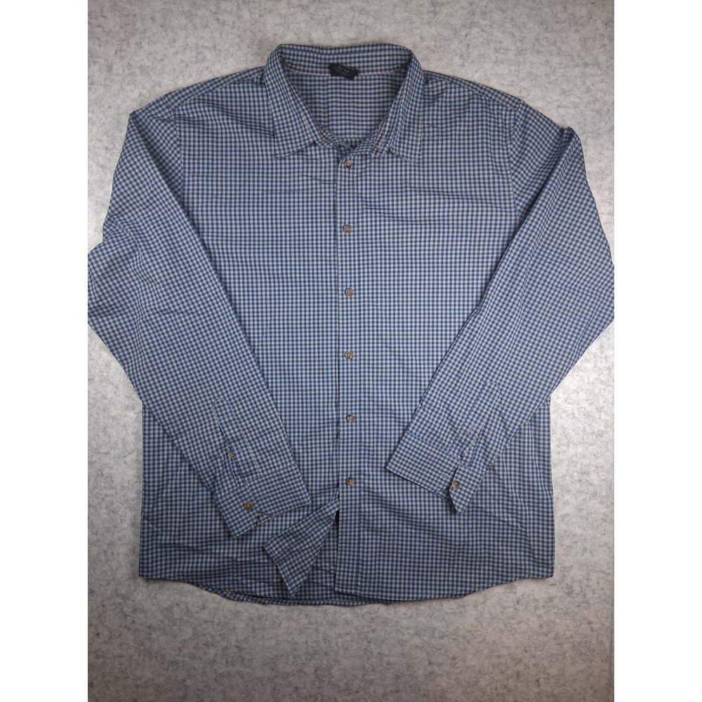 Oakleys Men's XL  Blue Gingham Check Long Sleeve Button Up Shirt Casual